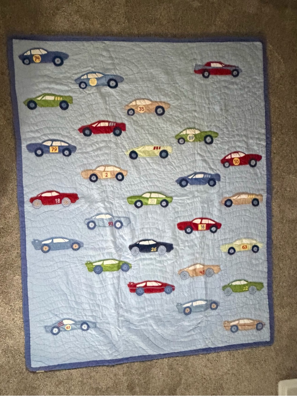 Pottery Barn Kids Racing Cars Quilt & Pillow Sham – Twin EUC